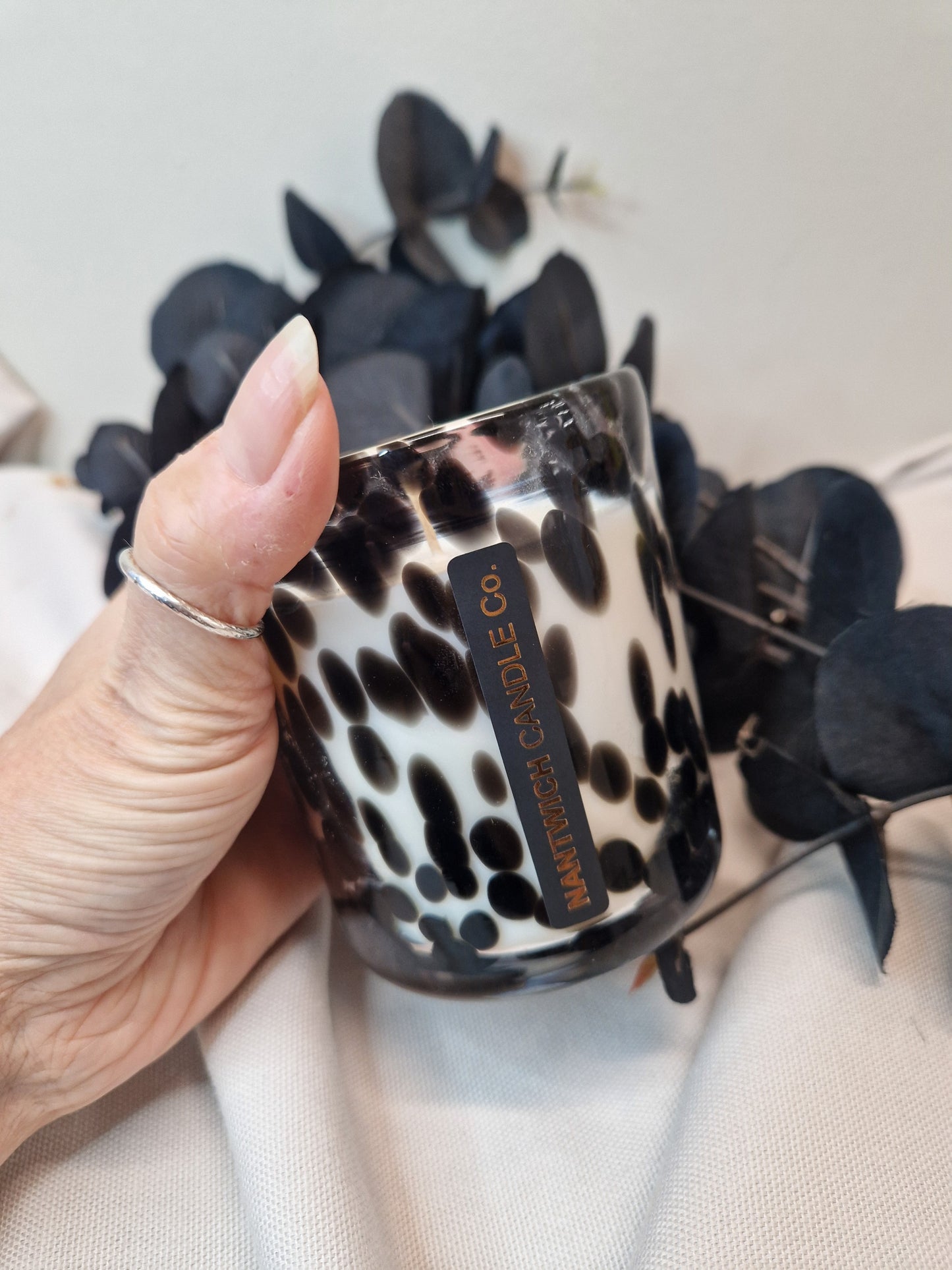 Dalmation Print Glass Candle