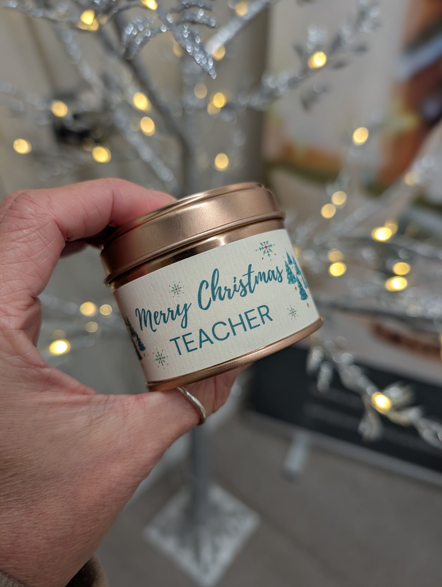 Merry Christmas Teacher Candle