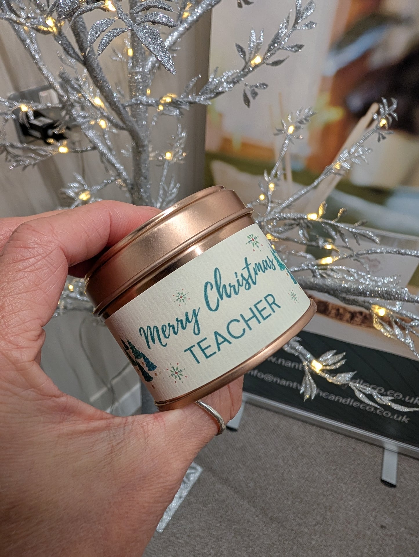 Merry Christmas Teacher Candle