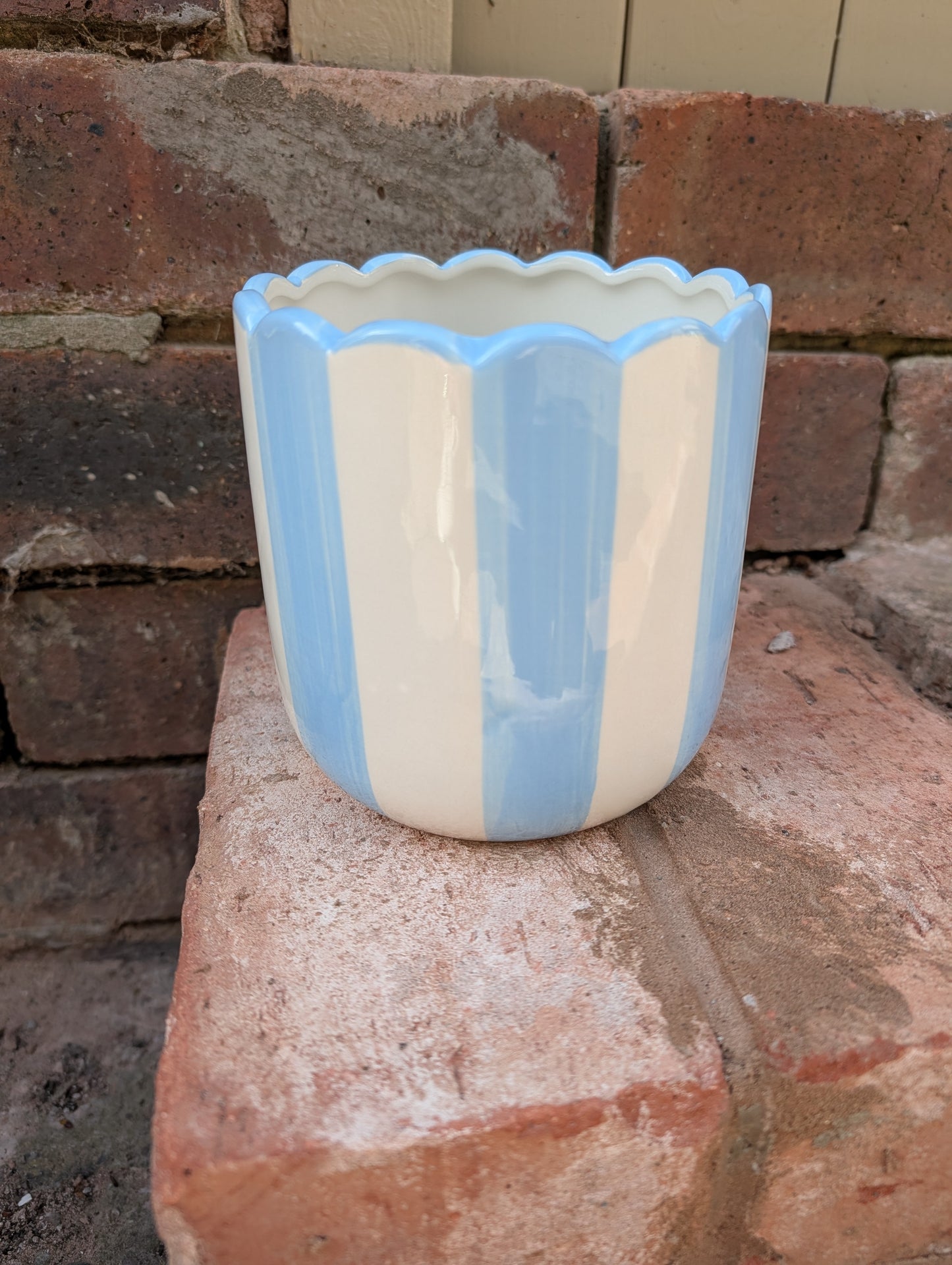 Candy Striped Ceramic Planter