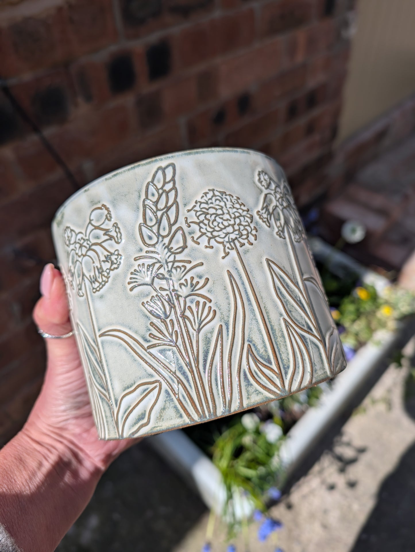 Flower Design Ceramic Planter