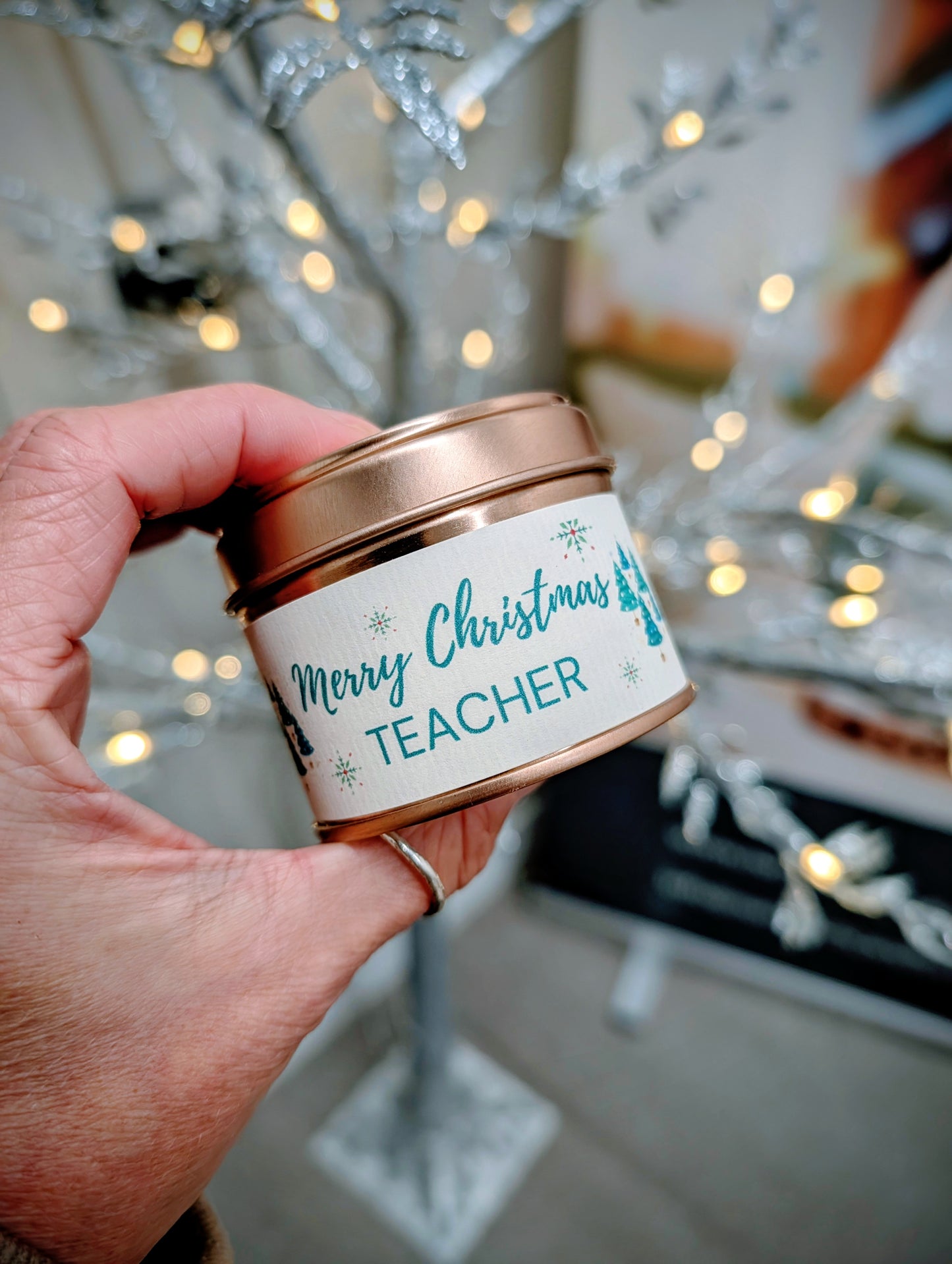 Merry Christmas Teacher Candle