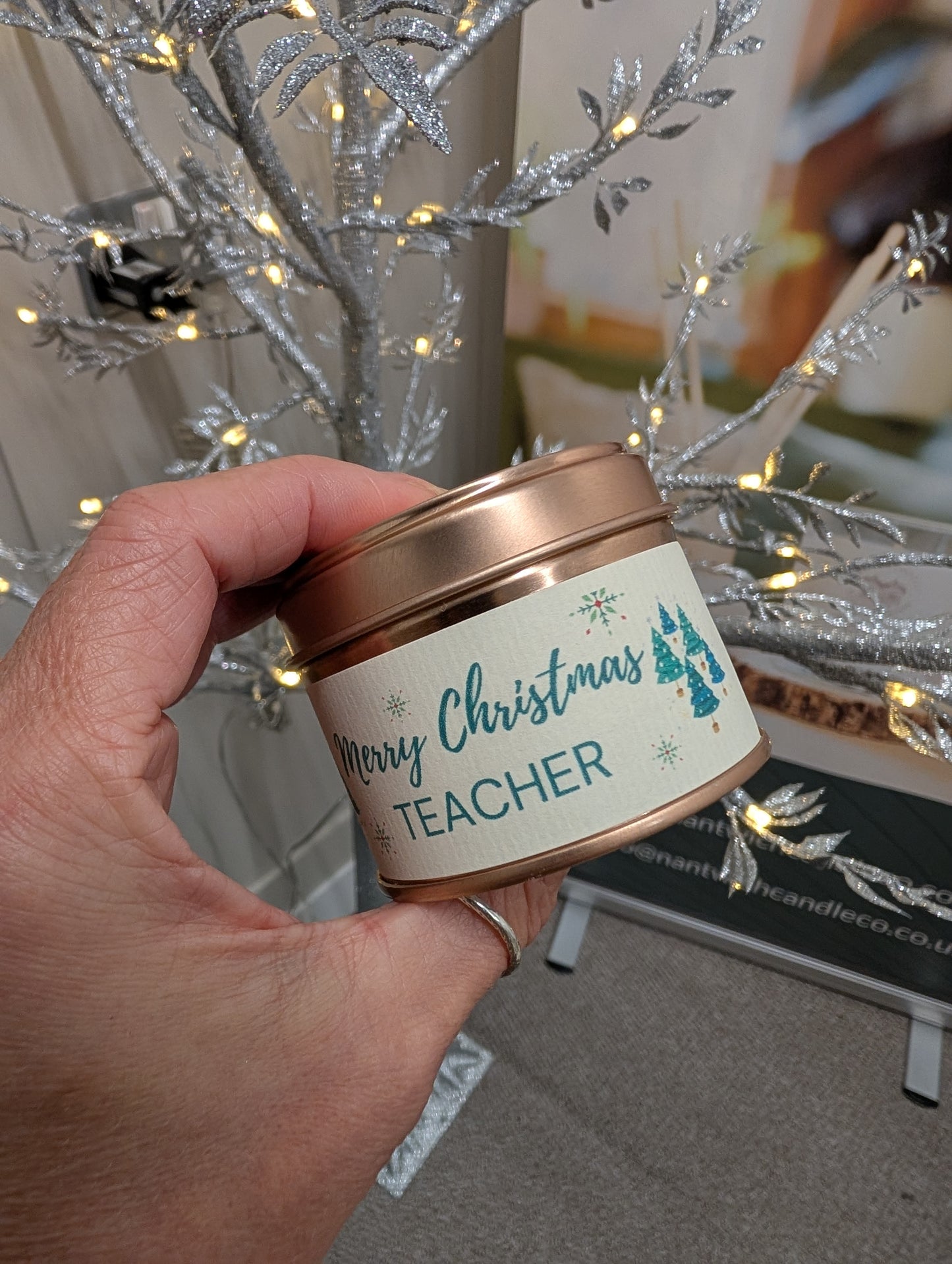 Merry Christmas Teacher Candle