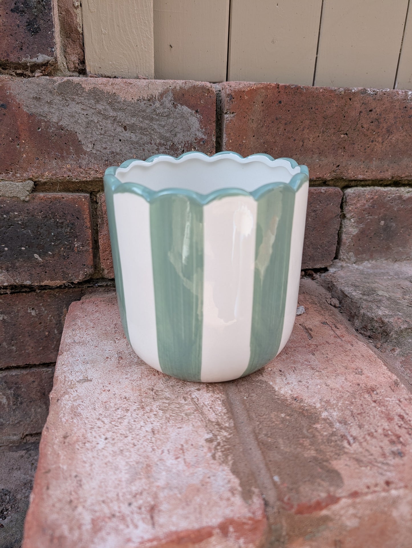Candy Striped Ceramic Planter